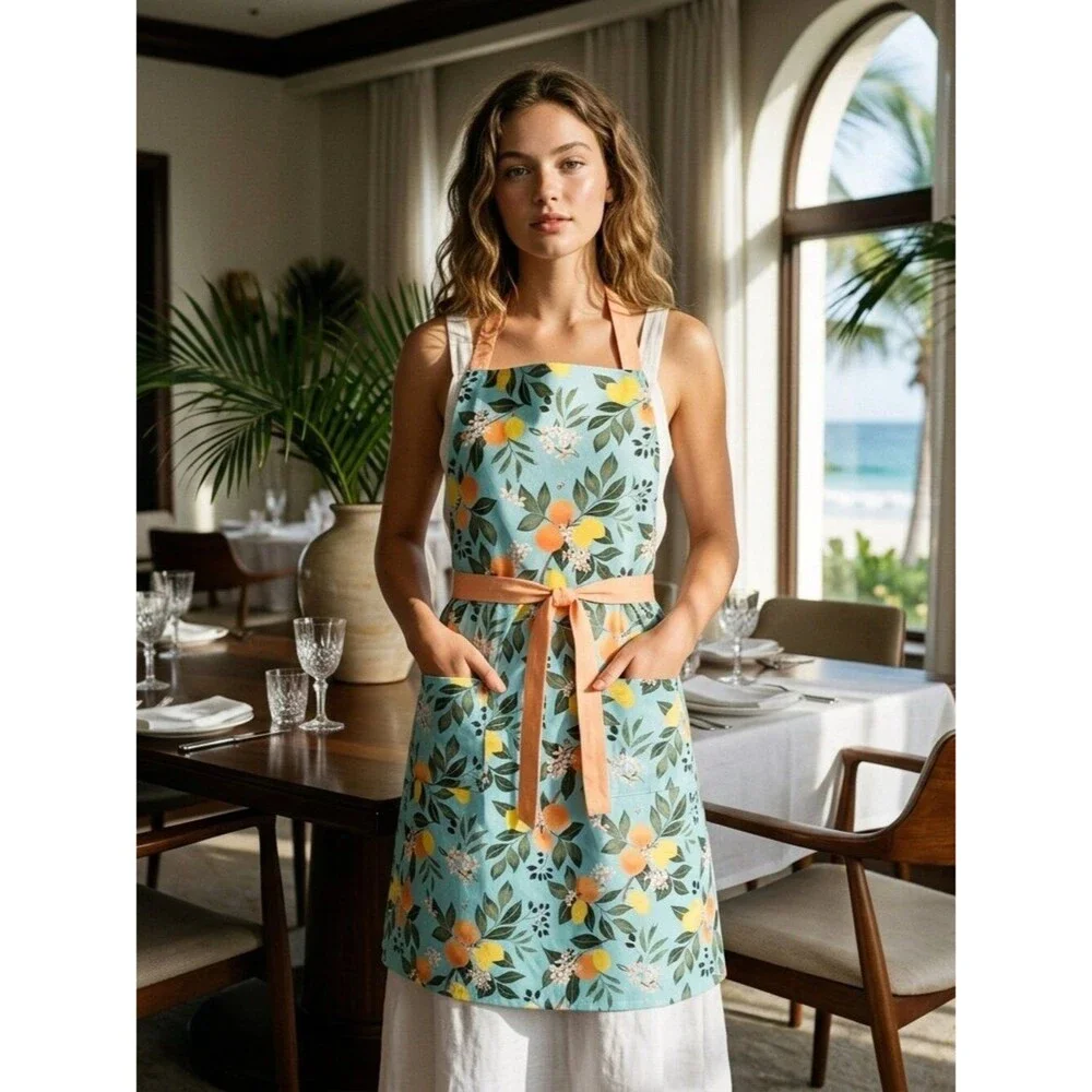 K For The Kitchen Peach & Blue Full Apron